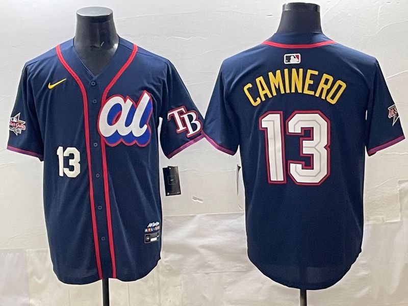 Men 2025 Tampa Bay Rays #13 Caminero Drak Blue All star Nike MLB Jersey style 05